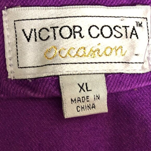 New Victor Costa Cotton Purple Beaded Jacket Metallic Gold Embroidery - Size XL - Picture 4 of 5